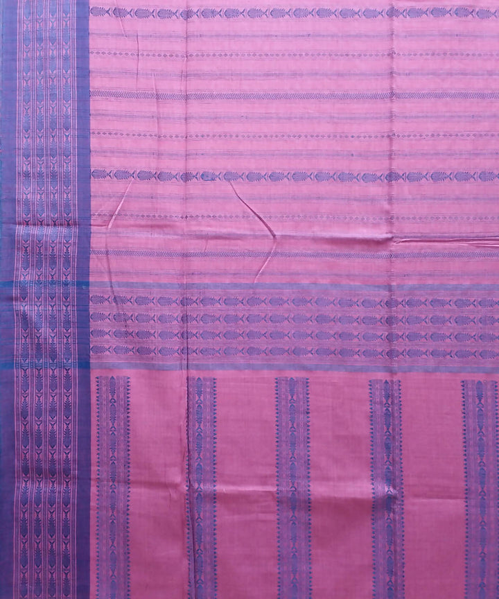 Bengal handspun handwoven cotton pink and purple saree