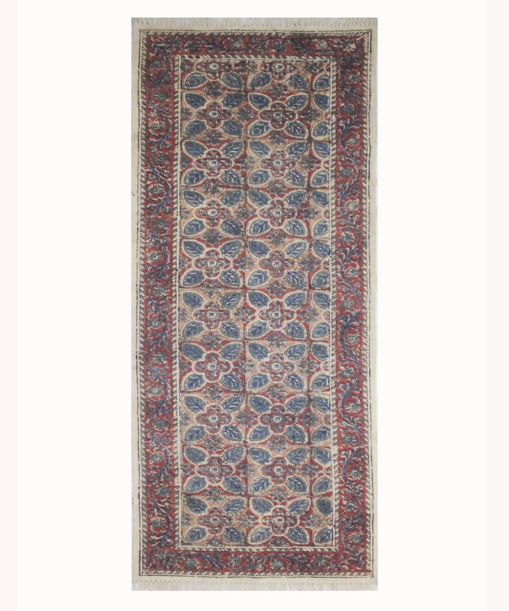 Handprinted Kalamkari Floral Design Dhurrie