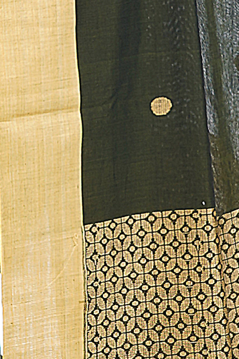 Handloom bengal black and beige cotton saree