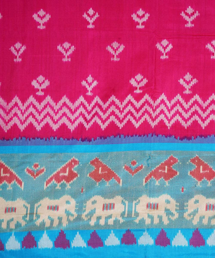 Pink sky blue handloom silk pochampally saree