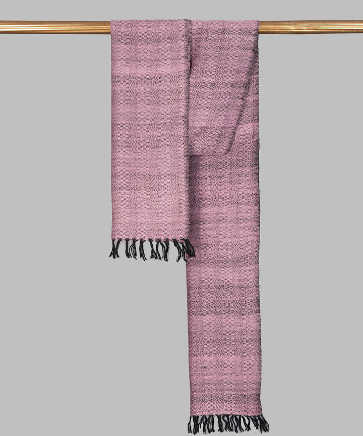 Pink black handwoven panchachuli wool blend pashmina scarf