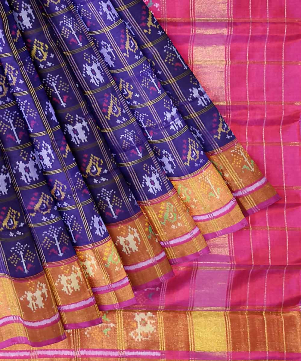 Purple pink handloom patola silk saree