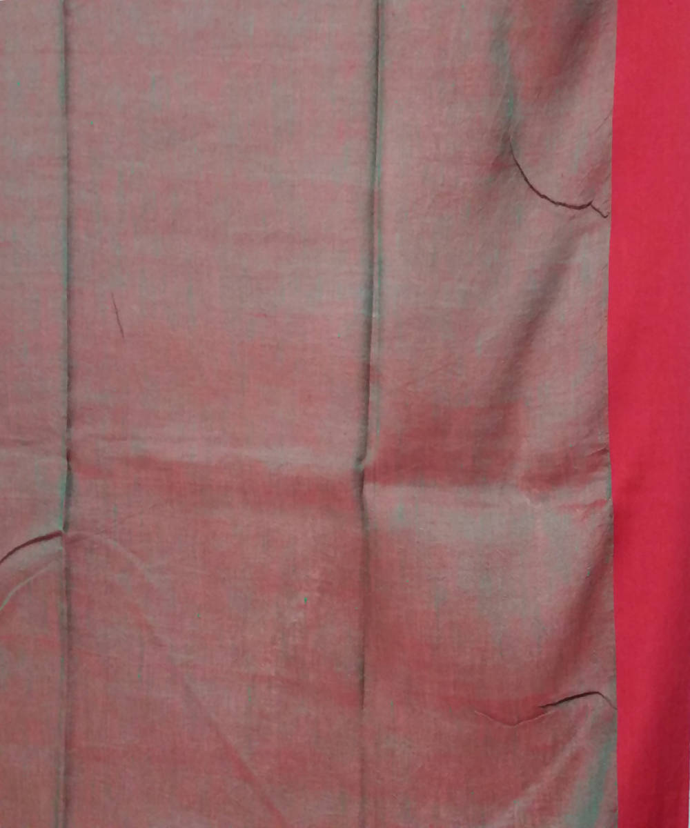 Handwoven bengal jamdani linen green and maroon saree