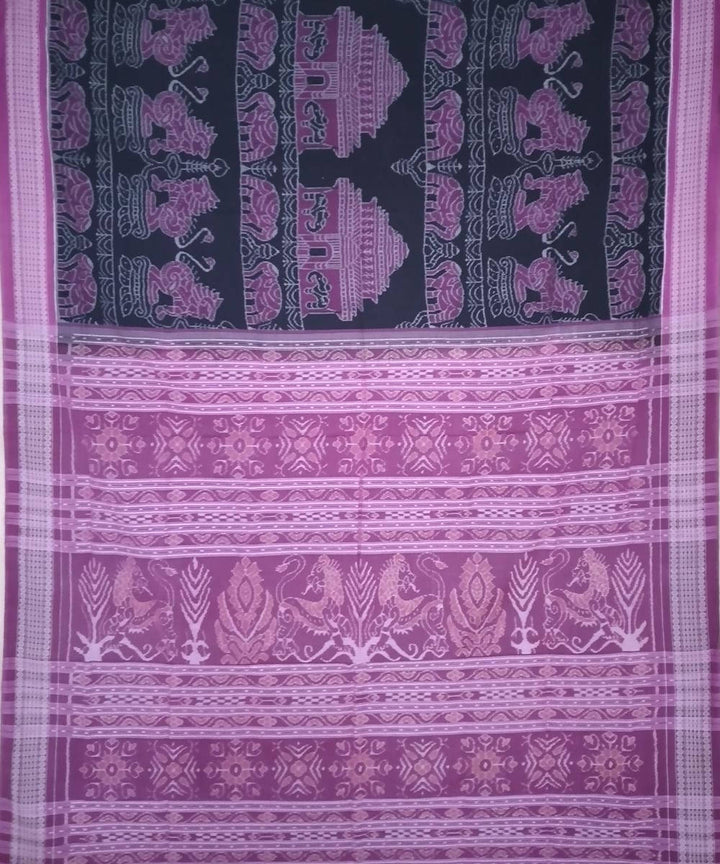 Black boysenberry handloom ikat cotton sambalpuri saree