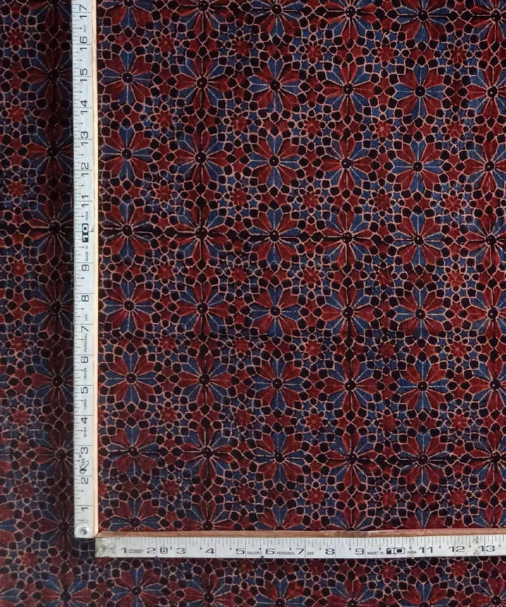2.5m Black red blue natural dye ajrakh print handspun cotton fabric