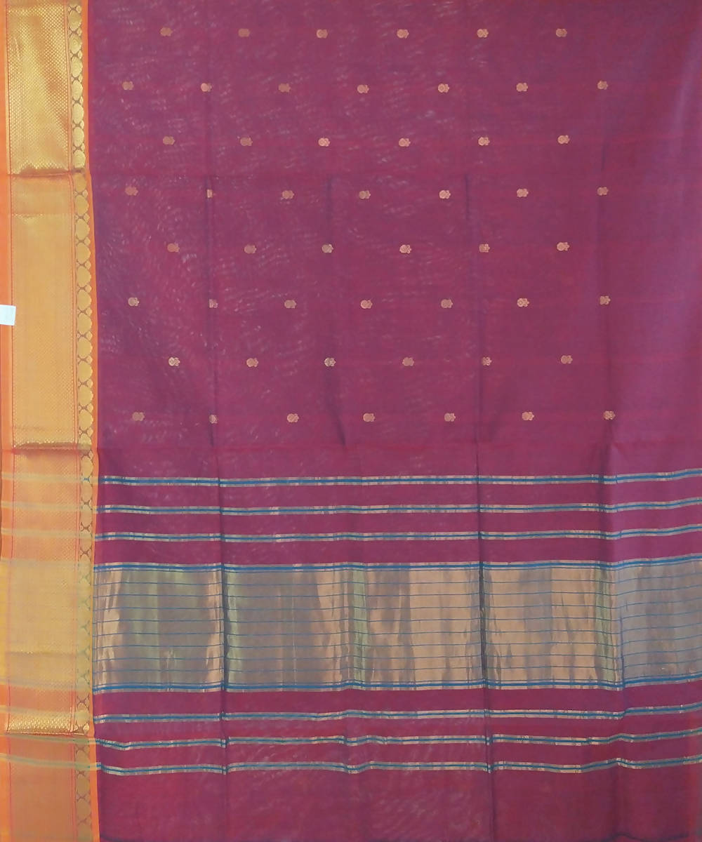 Hand woven purple butta cotton venkatagiri saree