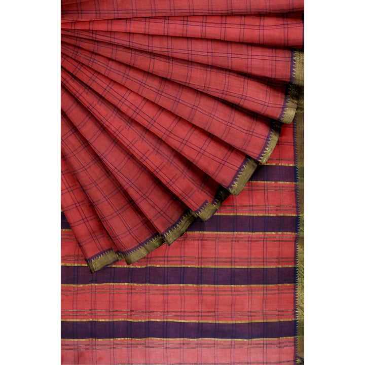 Red handloom cotton mangalagiri saree