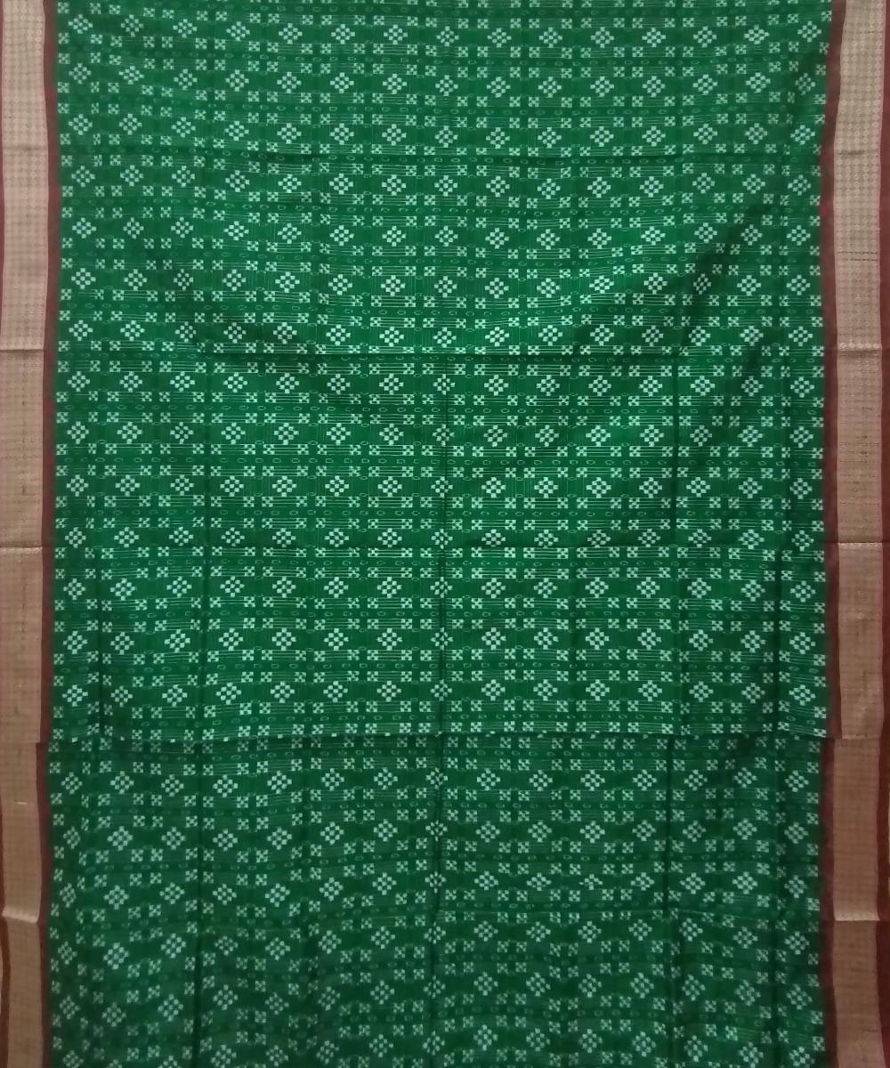 Dark green maroon silk handloom sambalpuri saree