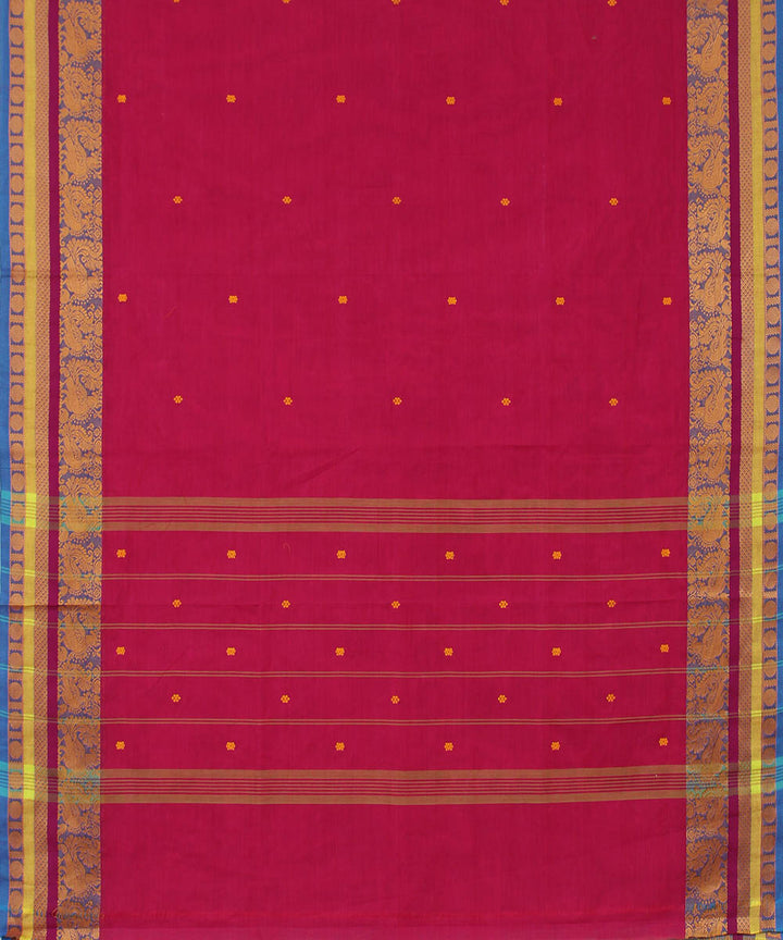 Pink red cotton handwoven venkatagiri saree