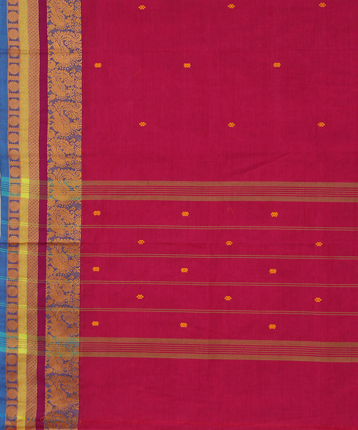 Pink red cotton handwoven venkatagiri saree