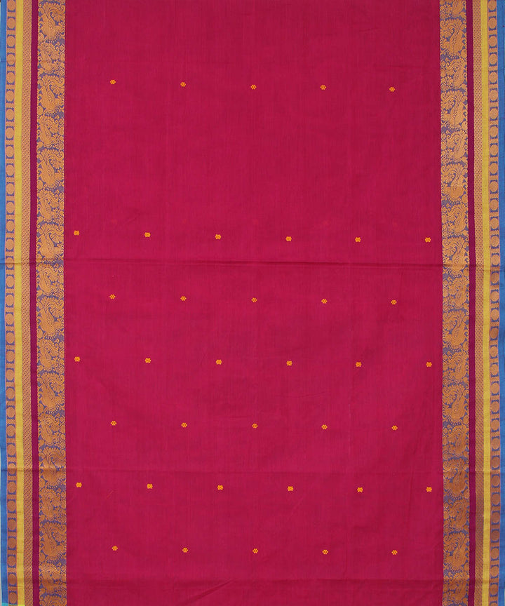 Pink red cotton handwoven venkatagiri saree