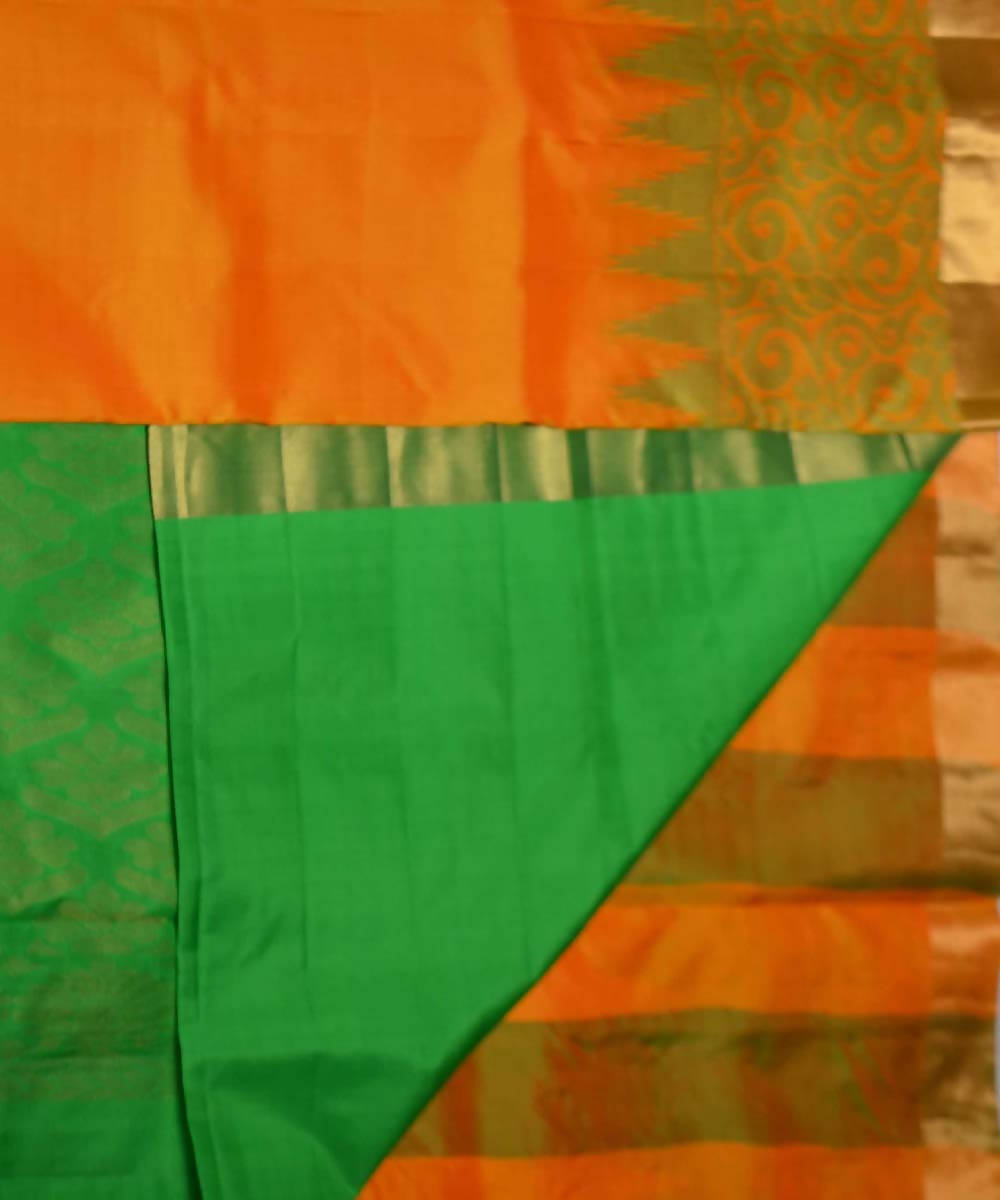 Mango Yellow Green Handloom Soft Silk Saree