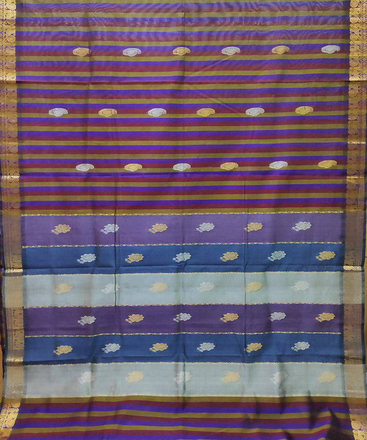 handloom multicolor striped venkatagiri cotton silk saree