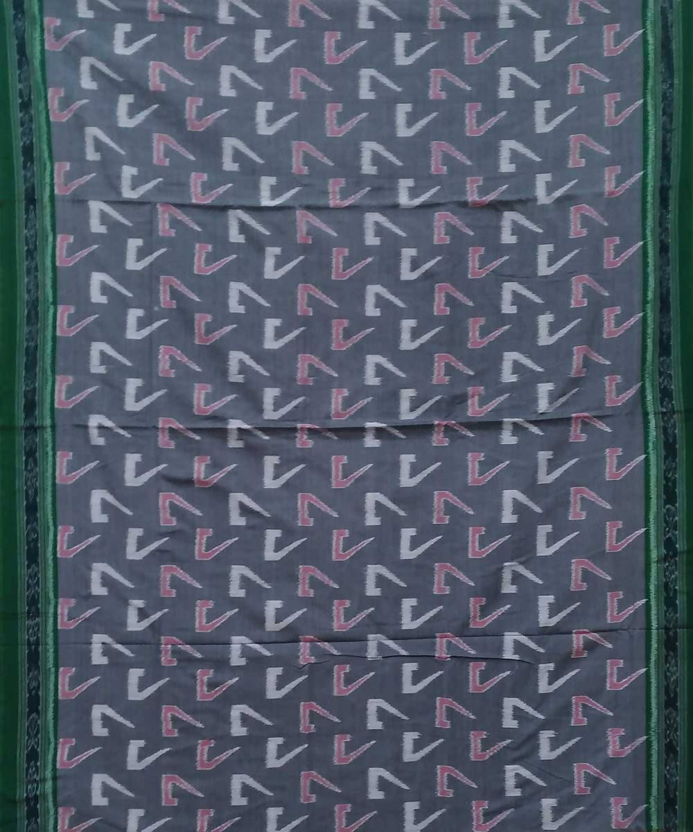 Aurometa isaurus green handwoven nuapatana ikat cotton saree