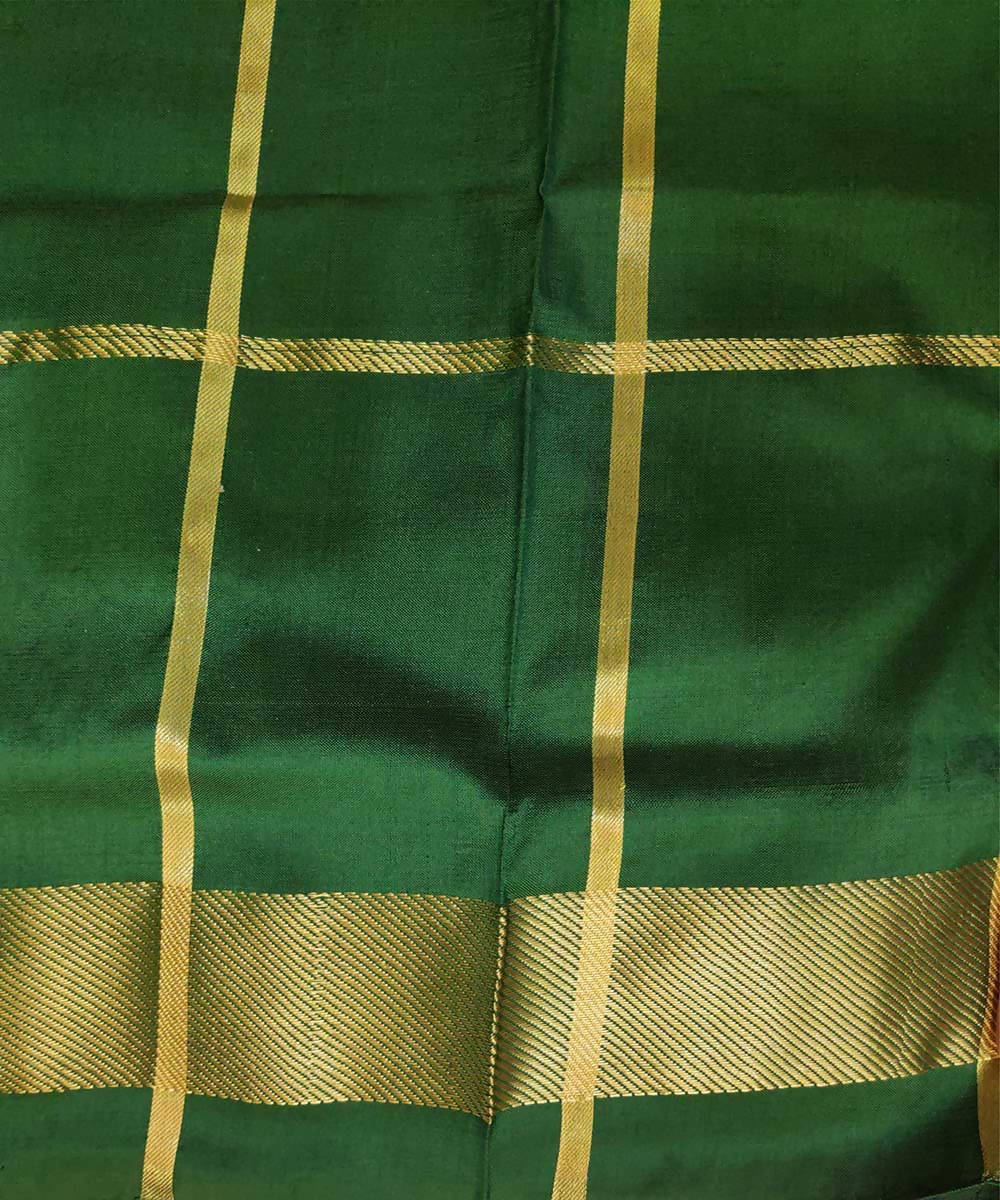 Pink with green checks handwoven ikkat silk pochampally saree