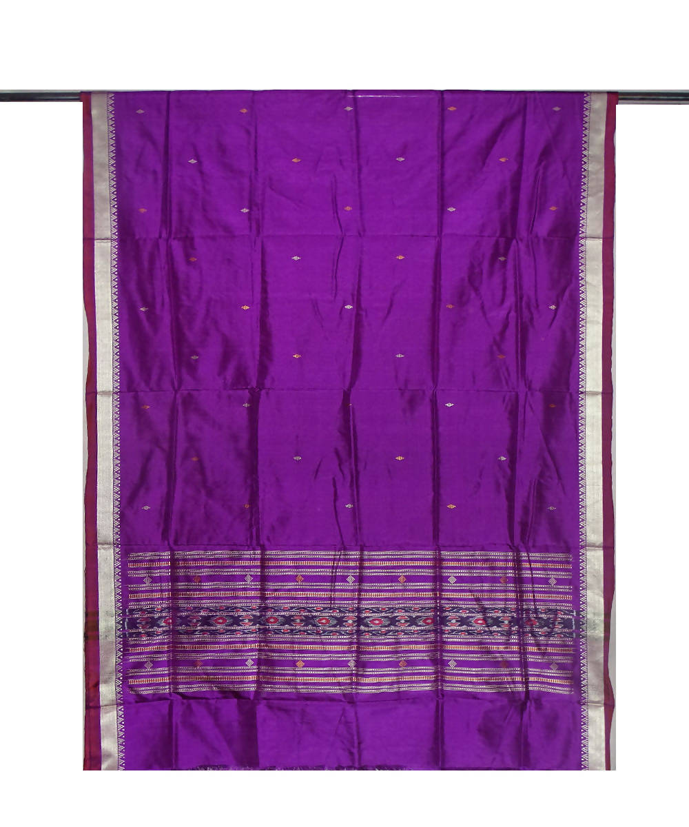 Purple handwoven ikat silk sambalpuri dupatta