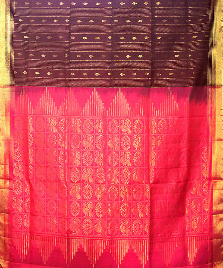 Black Brown Handloom Soft Silk Saree