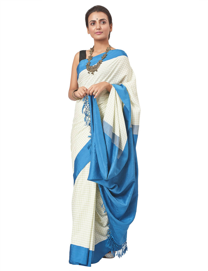 Biswa bangla handloom white cutshuttle cotton saree