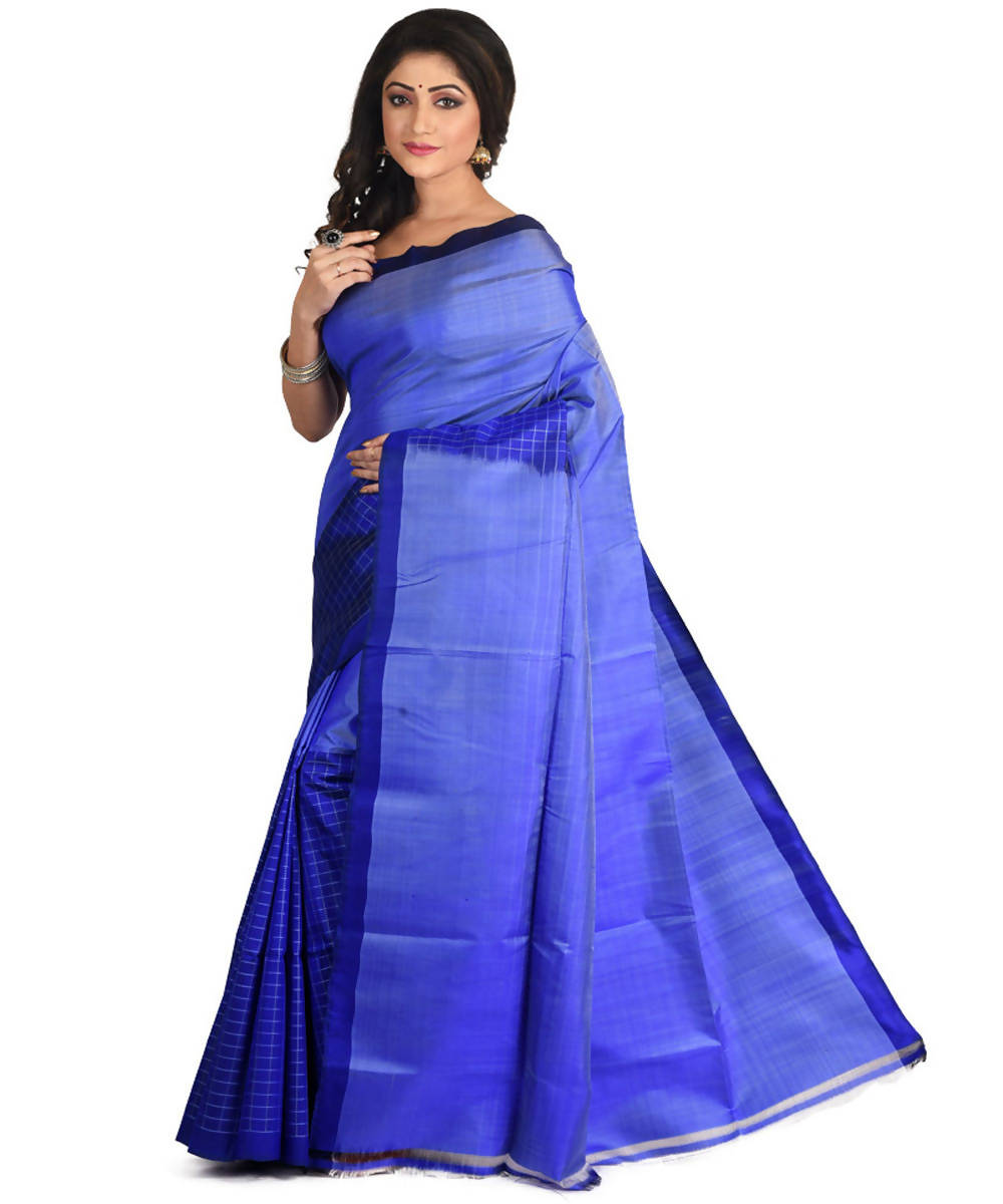 Resham shilpi bengal blue silk saree with handwoven design
