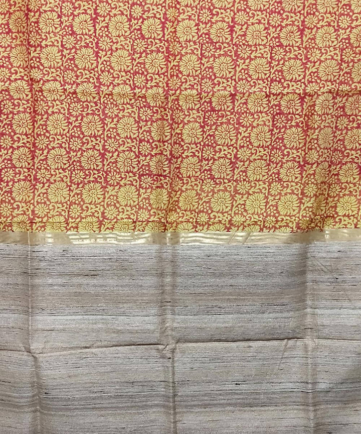Buff yellow handwoven cotton silk maheshwari saree