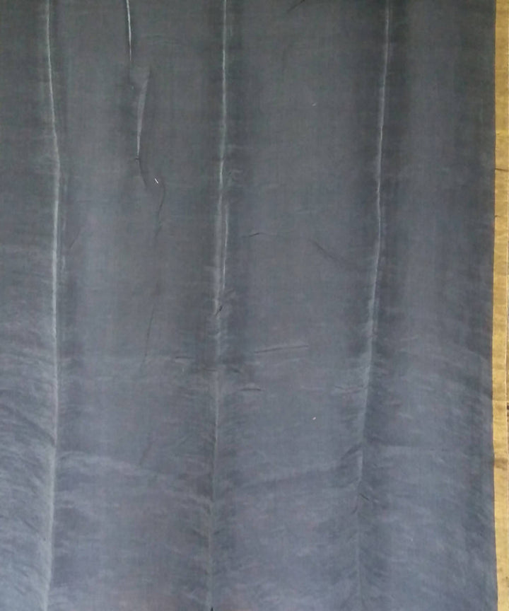 Dark grey bengal handwoven linen saree