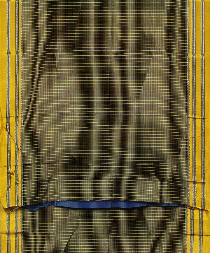 black yellow checks handwoven gomi teni border ilkal saree