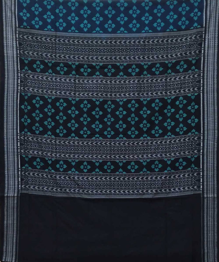 Blue black handwoven sambalpuri ikat cotton saree