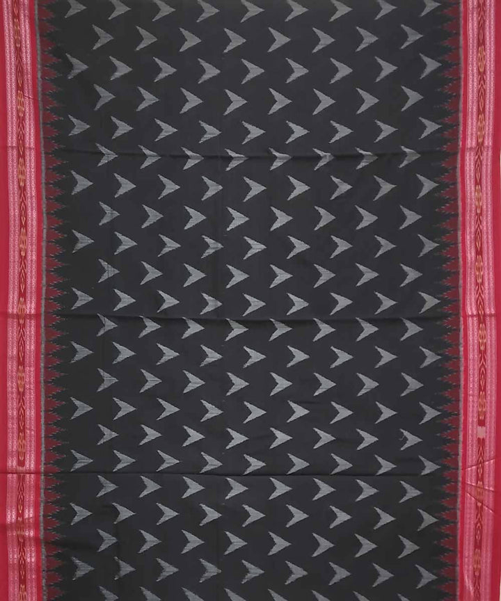 Black red handwoven cotton ikat nuapatna saree