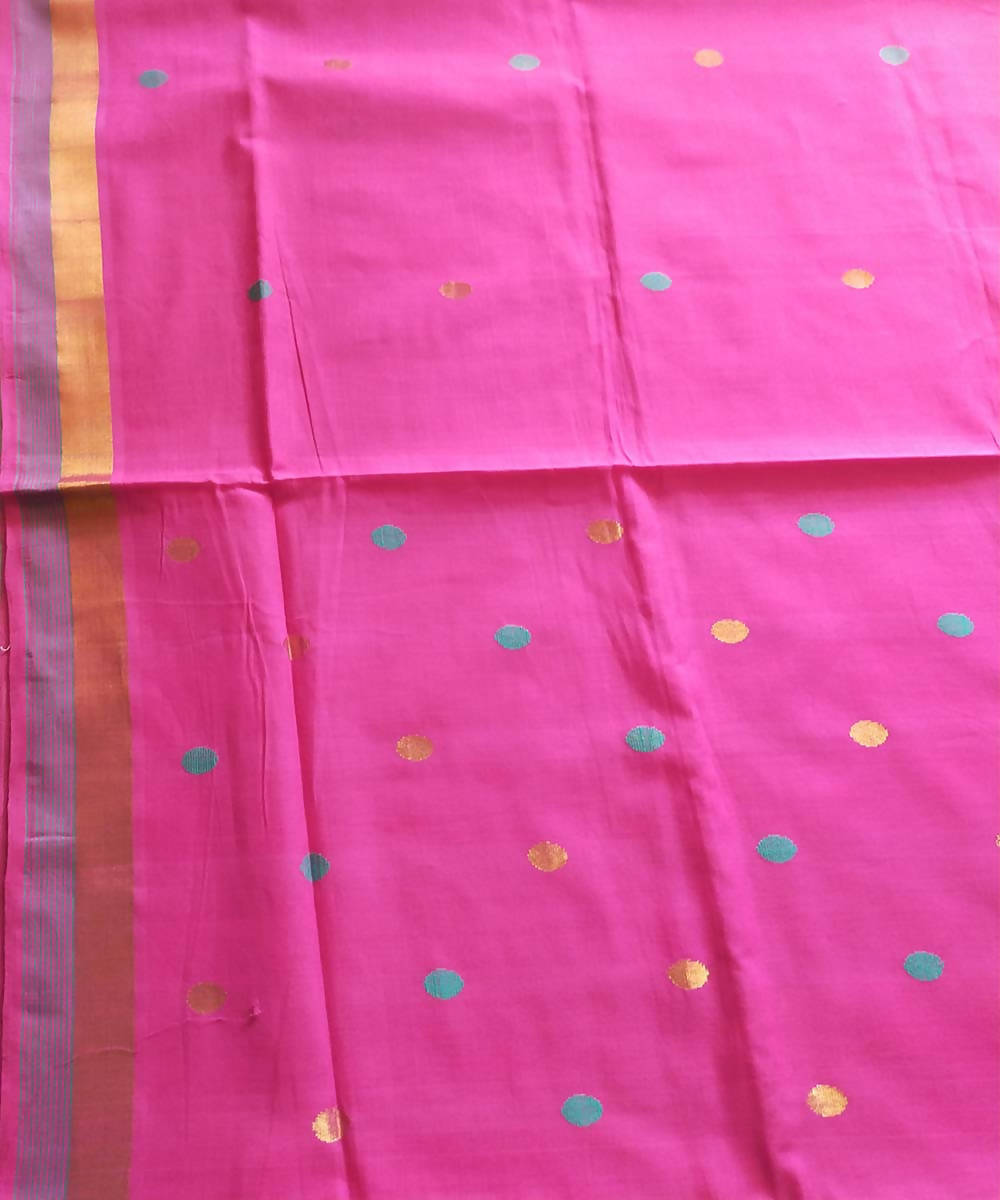 Hand loom pink cotton venkatagiri saree