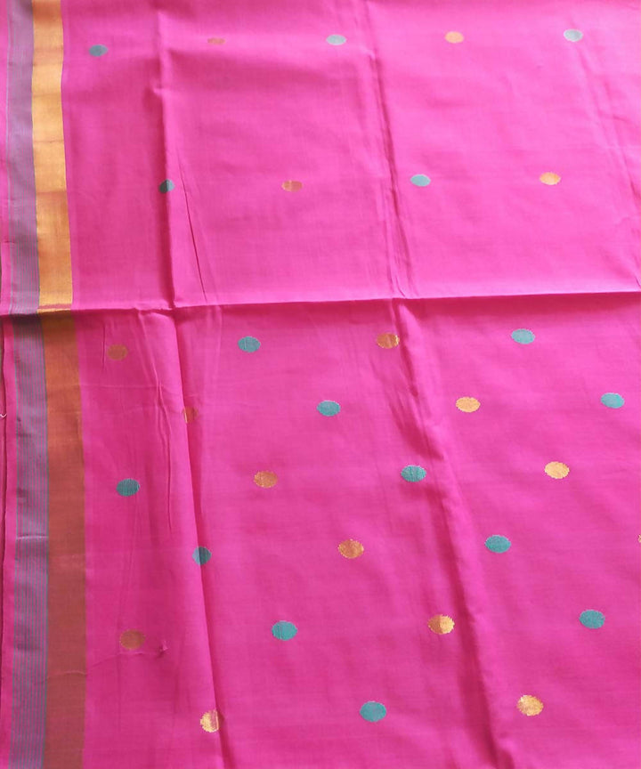 Hand loom pink cotton venkatagiri saree