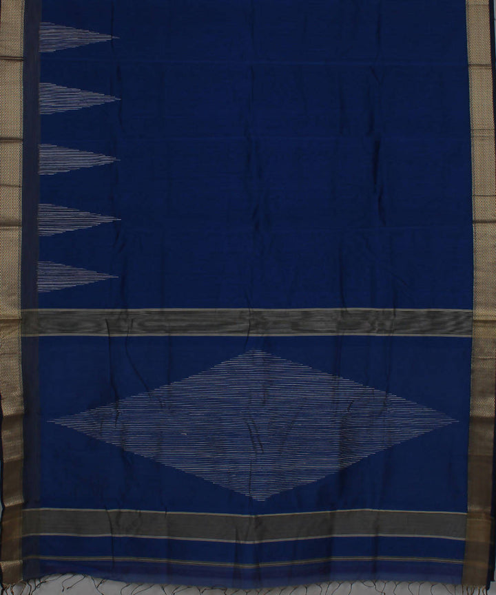 Navy Blue Maheshwari Handwoven Sico Saree
