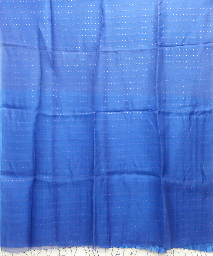 blue handwoven Resham silk Half and half sequin Saree