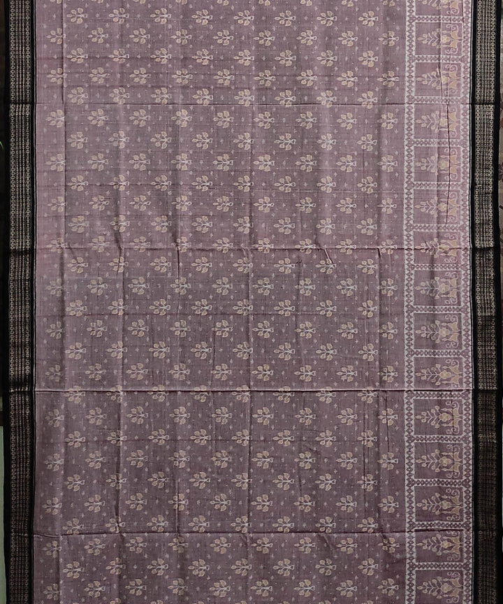 Grey and black cotton handwoven sambalpuri saree