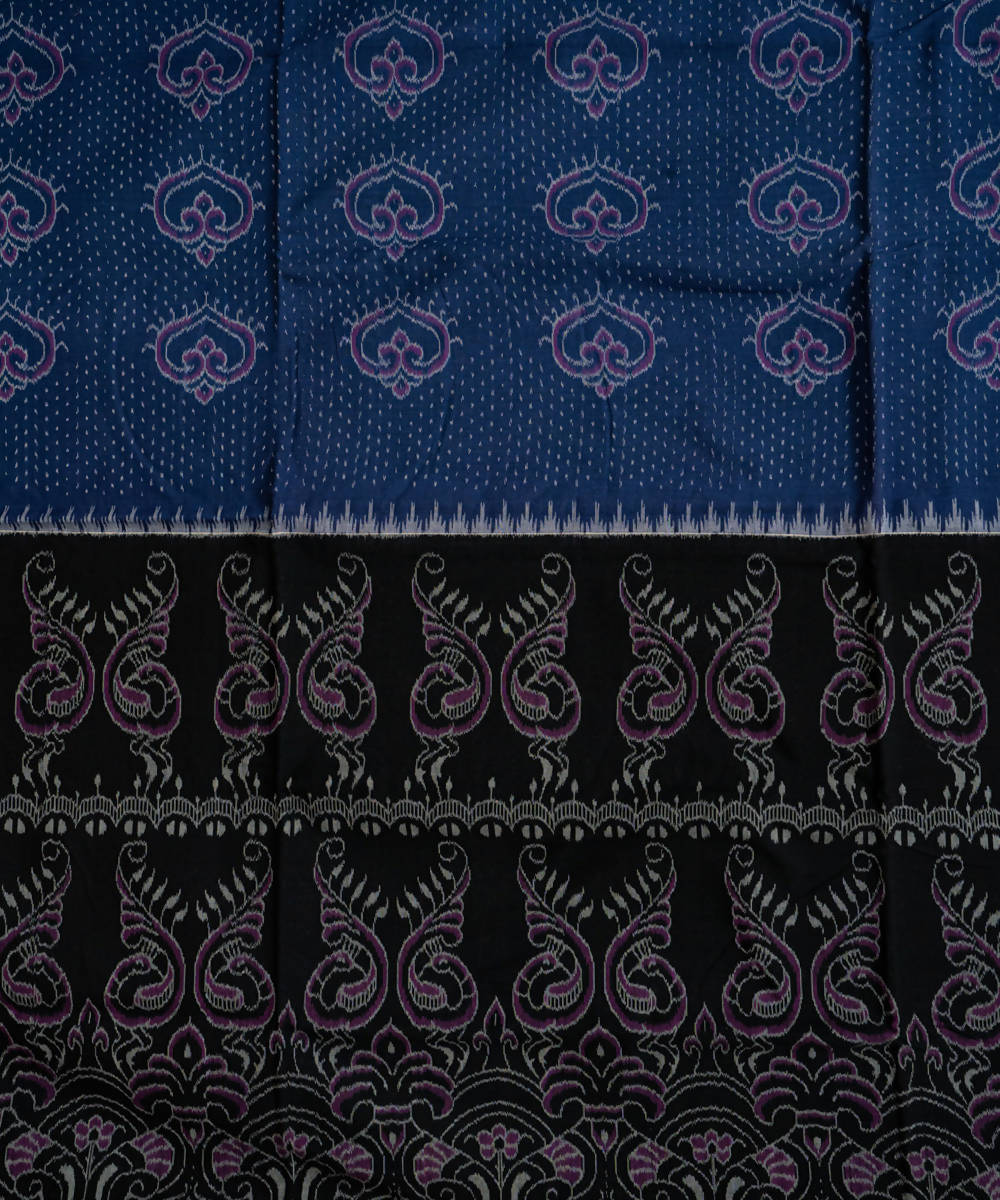 Black and blue handloom cotton sambalpuri saree