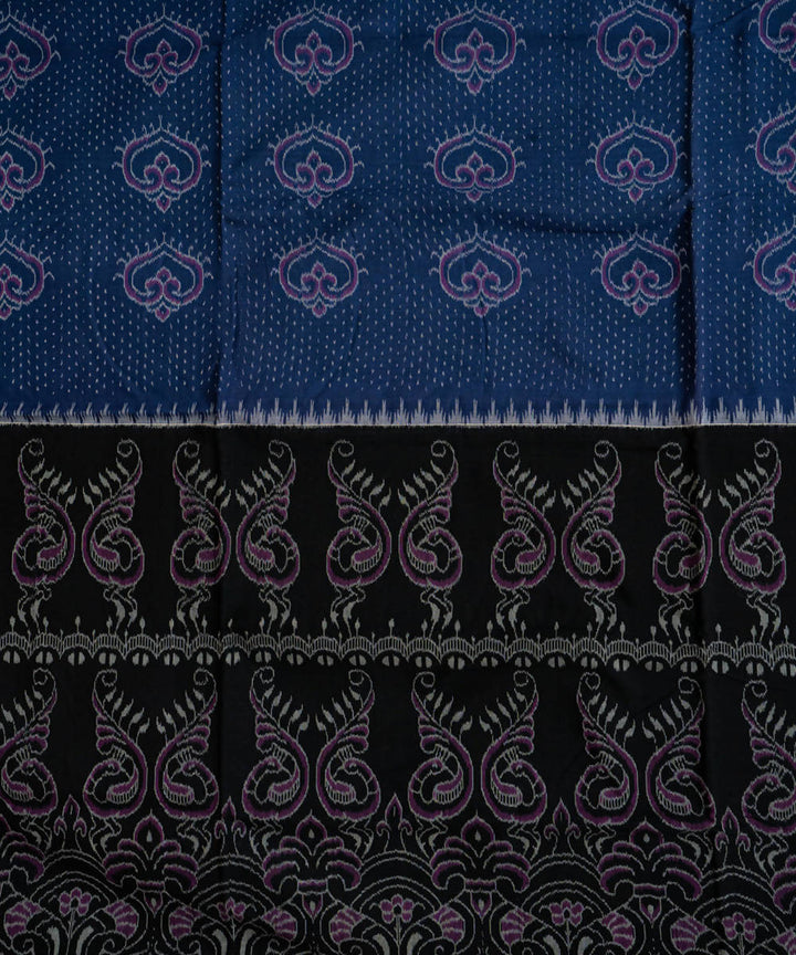 Black and blue handloom cotton sambalpuri saree