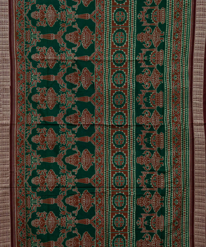 Burgundy bottle green handloom cotton sambalpuri saree