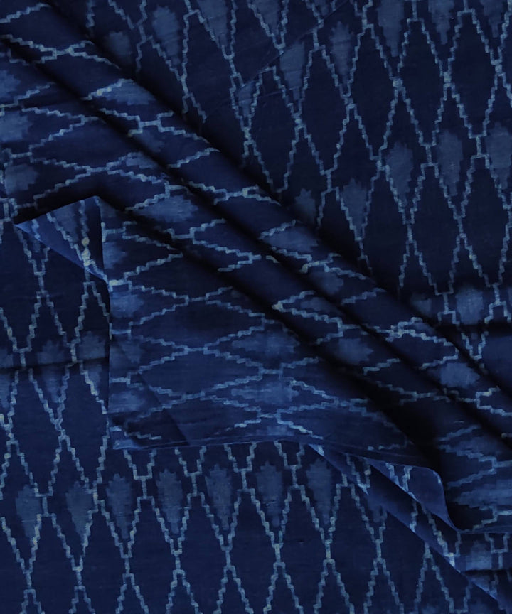 Dark navy natural dye dabu print handspun handwoven cotton fabric
