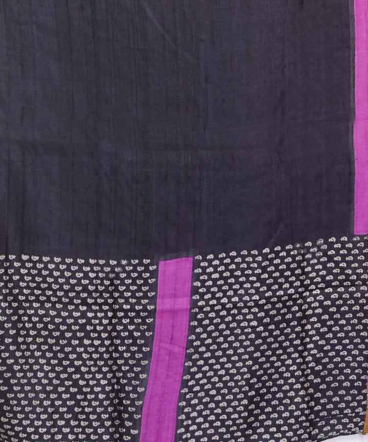 Orange and purple bengal hand embroidery tussar silk saree