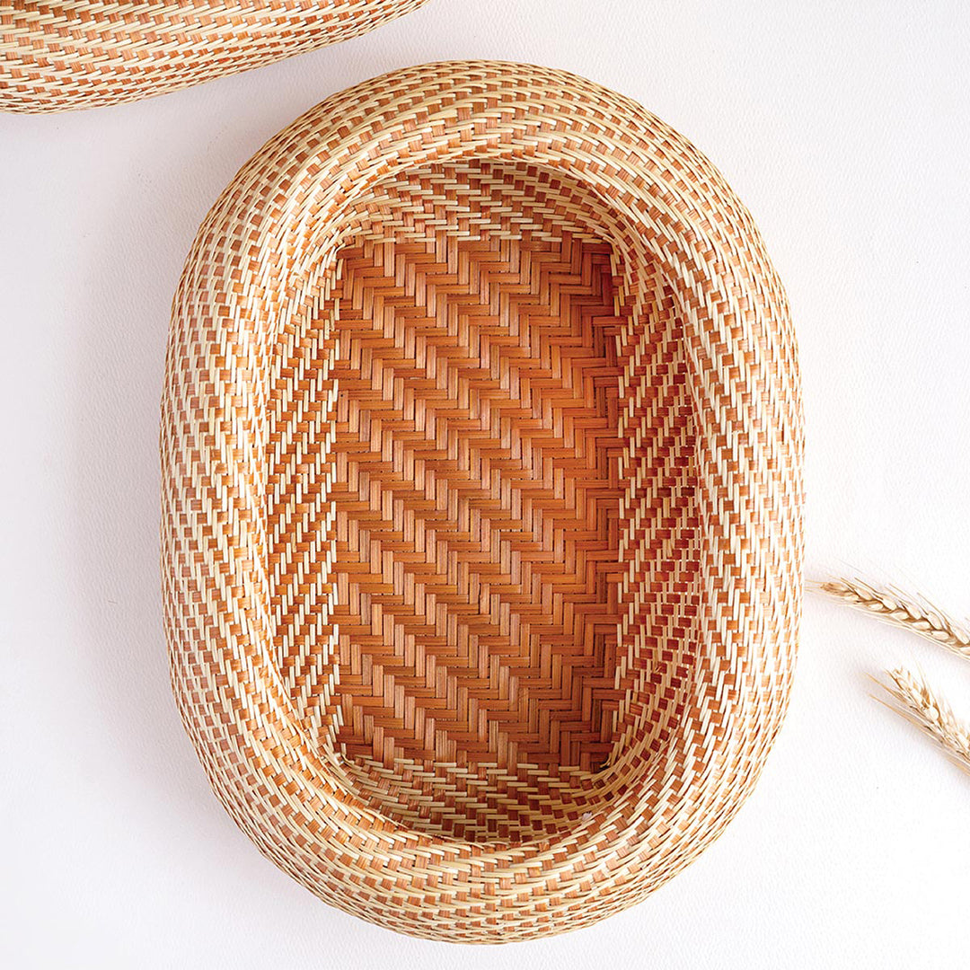 Handmade bamboo oval bread basket
