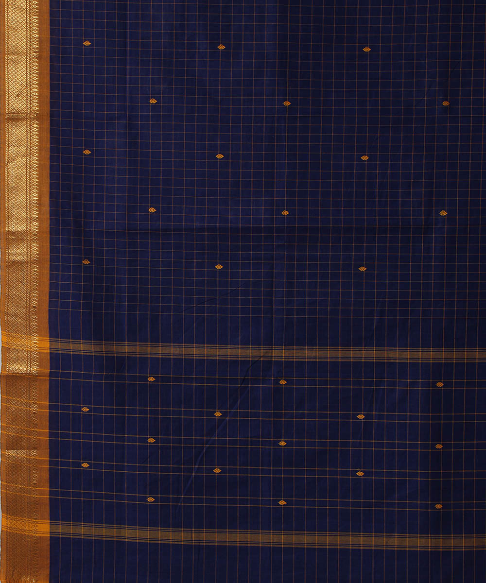 Navy blue handwoven cotton venkatagiri saree