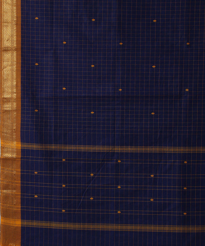 Navy blue handwoven cotton venkatagiri saree