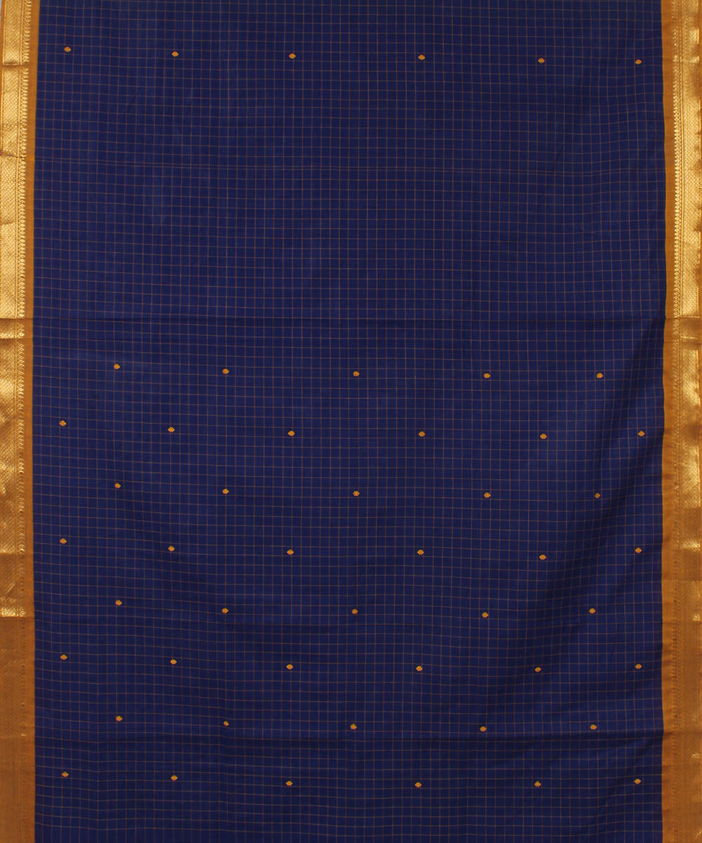 Navy blue handwoven cotton venkatagiri saree