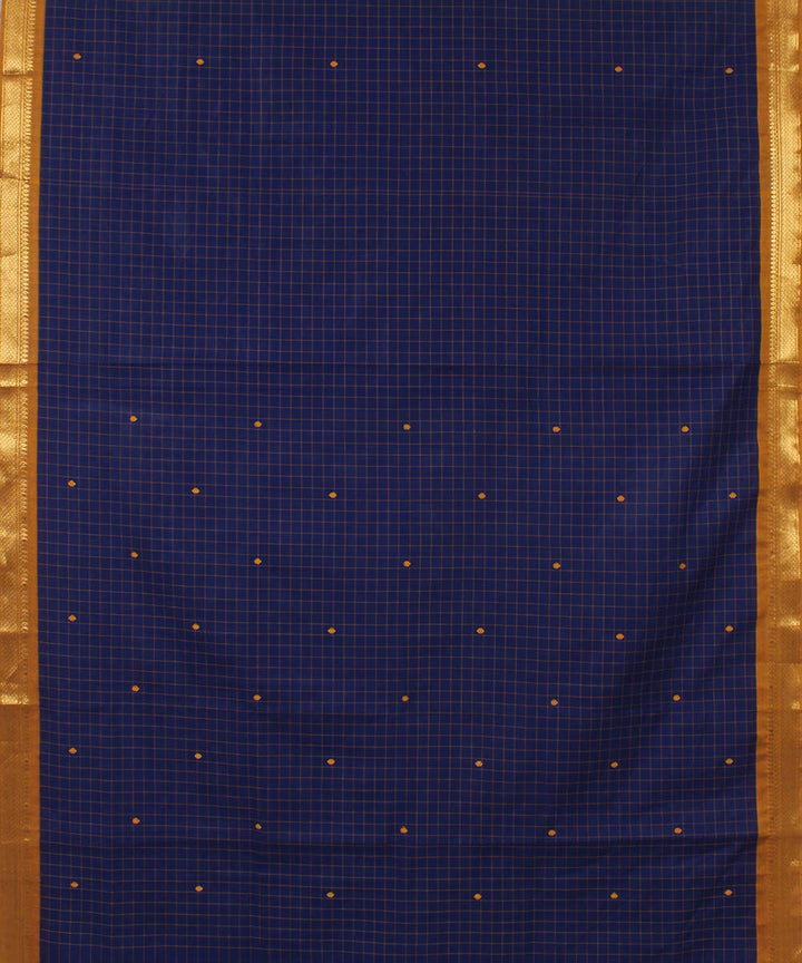 Navy blue handwoven cotton venkatagiri saree