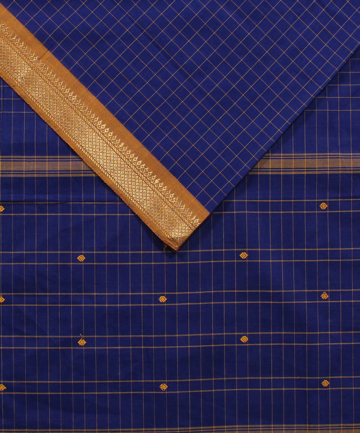 Navy blue handwoven cotton venkatagiri saree