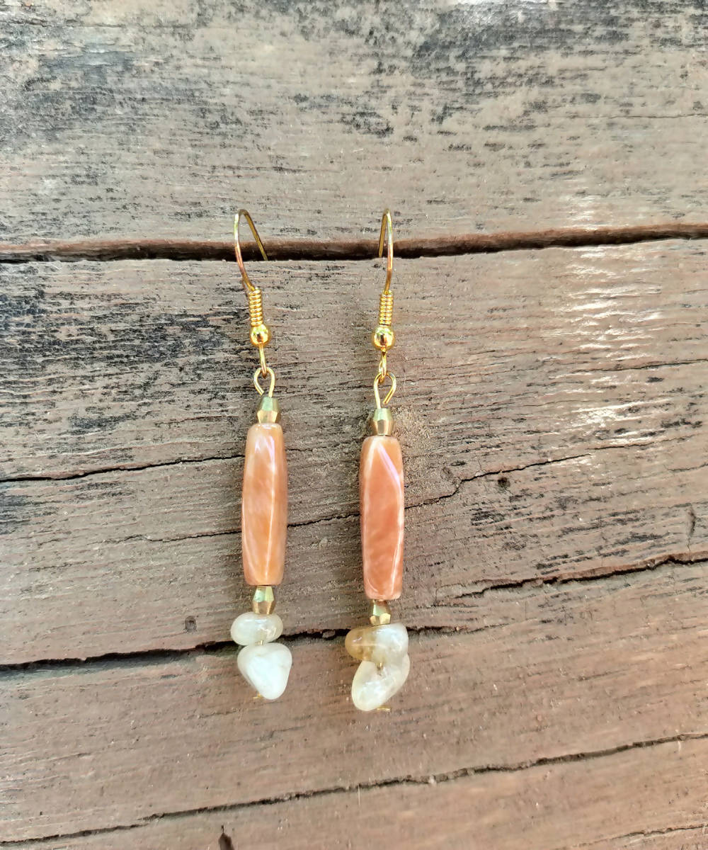 handcrafted light orange gemstone earrings