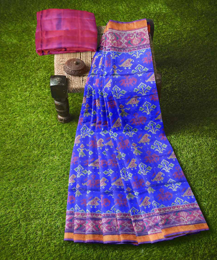 Blue red handloom patola silk saree