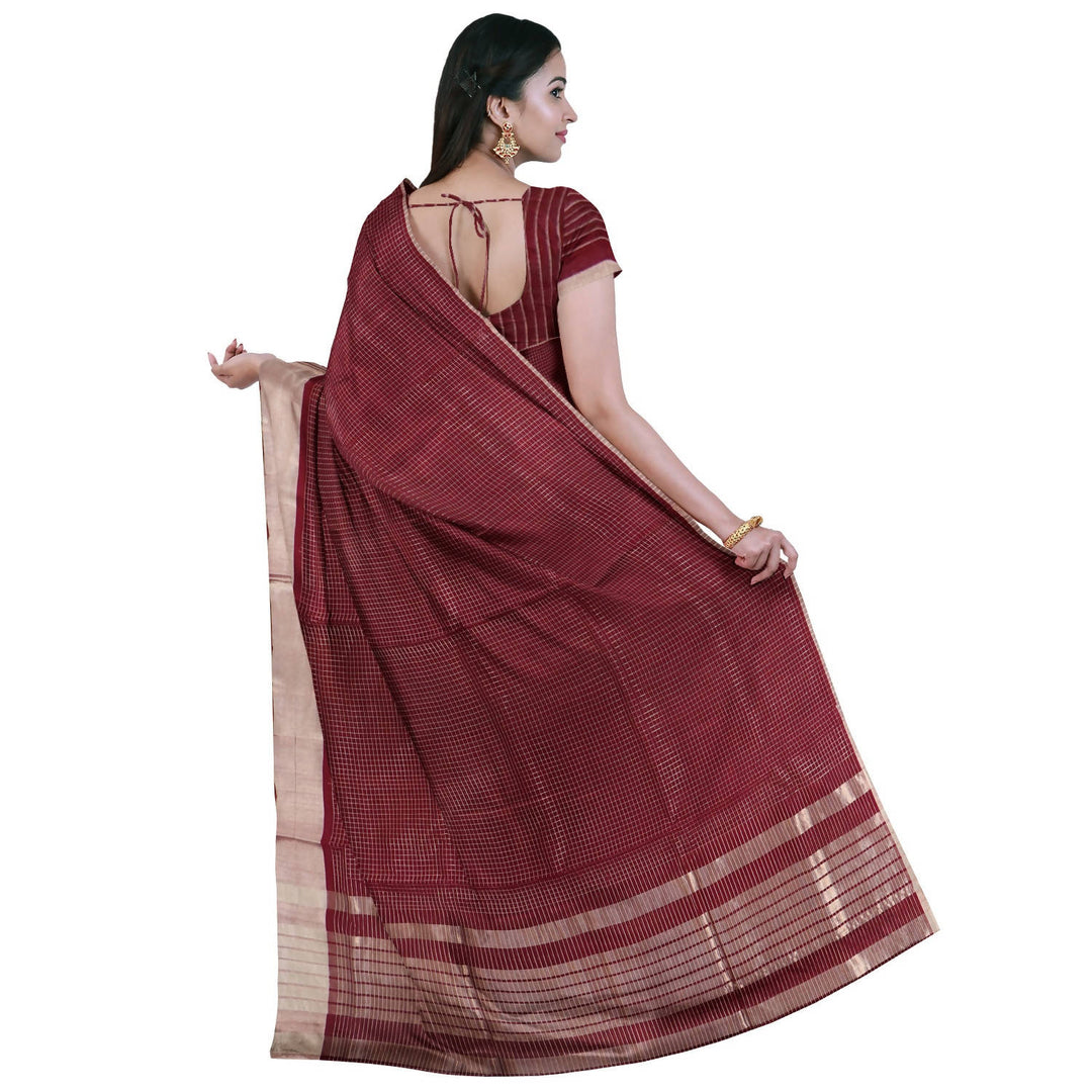 Red maroon handloom cotton venkatagiri saree
