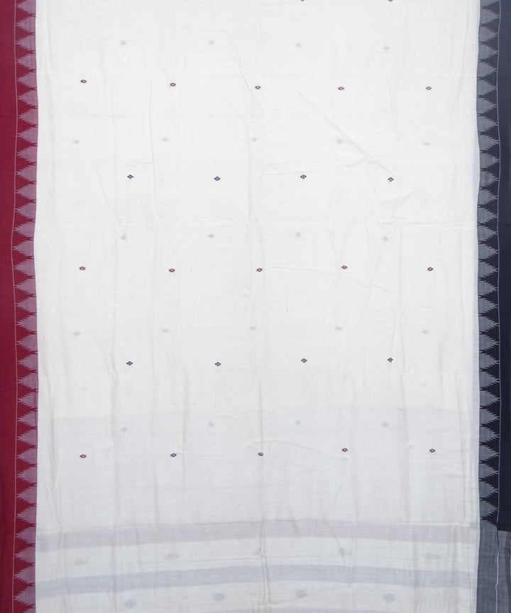 Handwoven offwhite temple border kotpad cotton saree