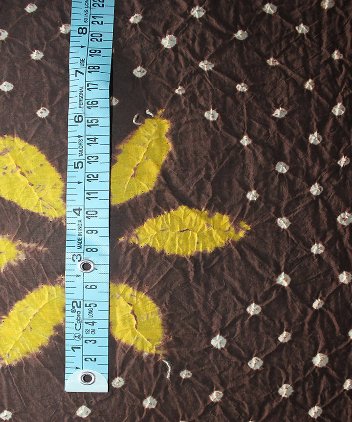 Brown yellow shibori tie dye print cotton fabric