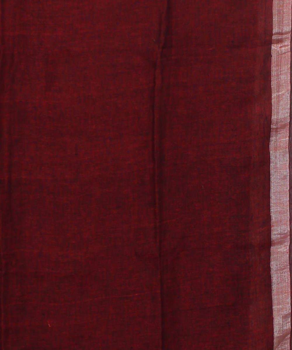 Bengal Handloom Maroon Linen Saree